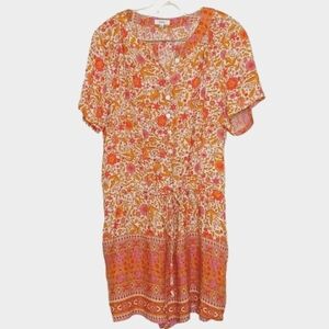 Lucca Button Front Short Sleeve Print Romper Women's Sz Med